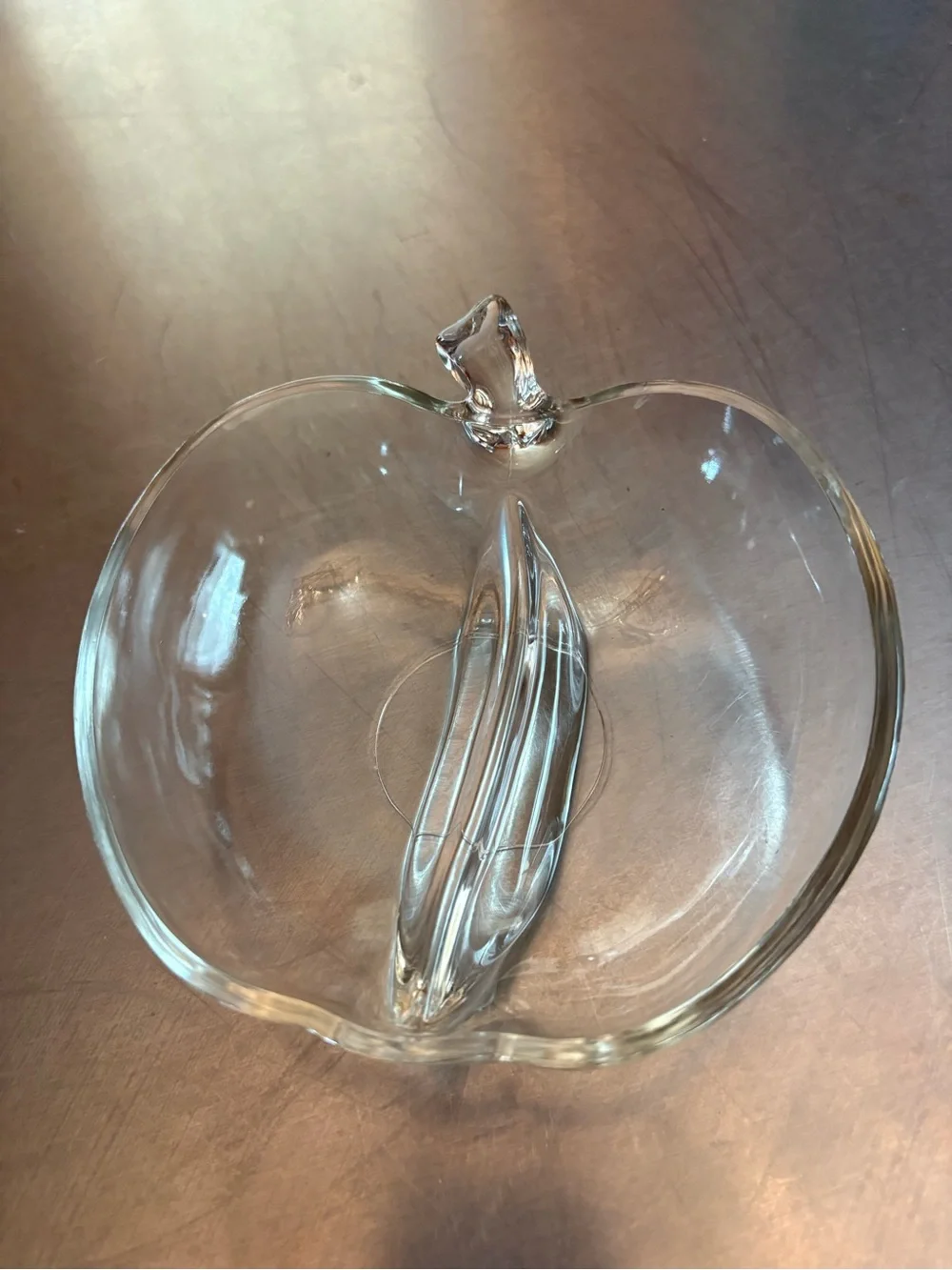 Clear Glass Apple-Shaped, 6 inches wide! Absolutely adorable! No chips at all!